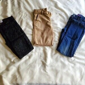 Place Blue & Black Cheetah Print Pants, Khaki Uniform Shorts Kids Size 6 - 6X/7